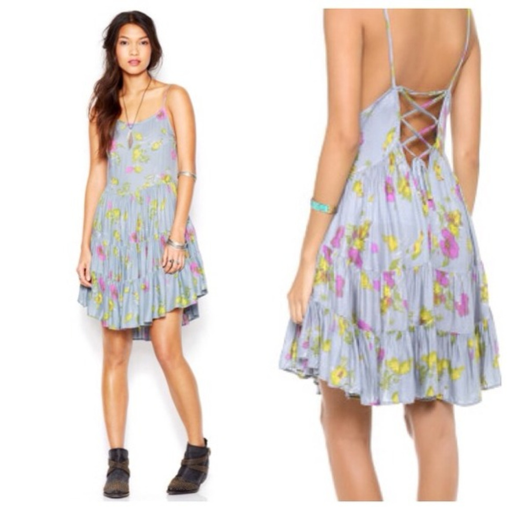 Free People Circle of Flowers Dress in blue - Picture 3 of 5